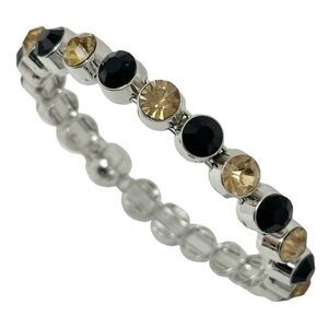 Black & Topaz Gold Color Rhinestone Stackable Magnetic Bangle Bracelet